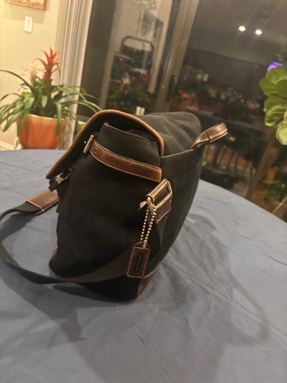 Large Coach Battenkill Messenger Bag!  Canvas with leather Trim